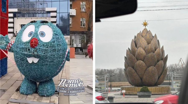 В Ростове-на-Дону установили &laquo;Смешариков&raquo; и шишку вместо елки. Как город украшают к Новому году и чем недовольны жители?